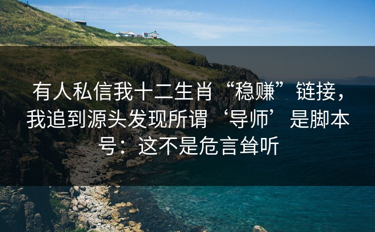 有人私信我十二生肖“稳赚”链接，我追到源头发现所谓‘导师’是脚本号：这不是危言耸听