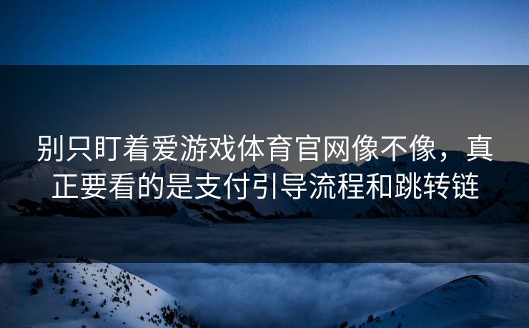 别只盯着爱游戏体育官网像不像，真正要看的是支付引导流程和跳转链