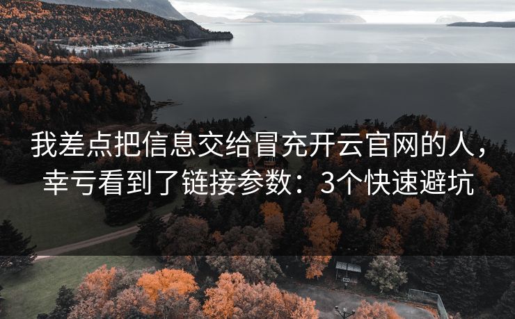 我差点把信息交给冒充开云官网的人,幸亏看到了链接参数:3个快速避坑